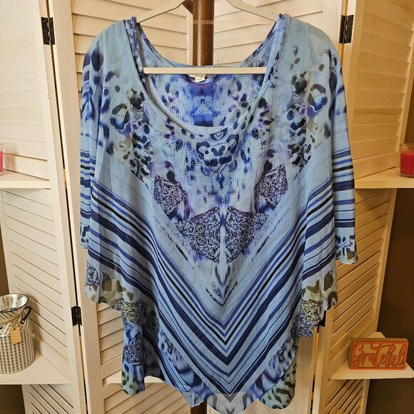 World Unity Tops - World Unity Woman, Plus Size 3X, Layered, Handkerchief Top with Matching Tank